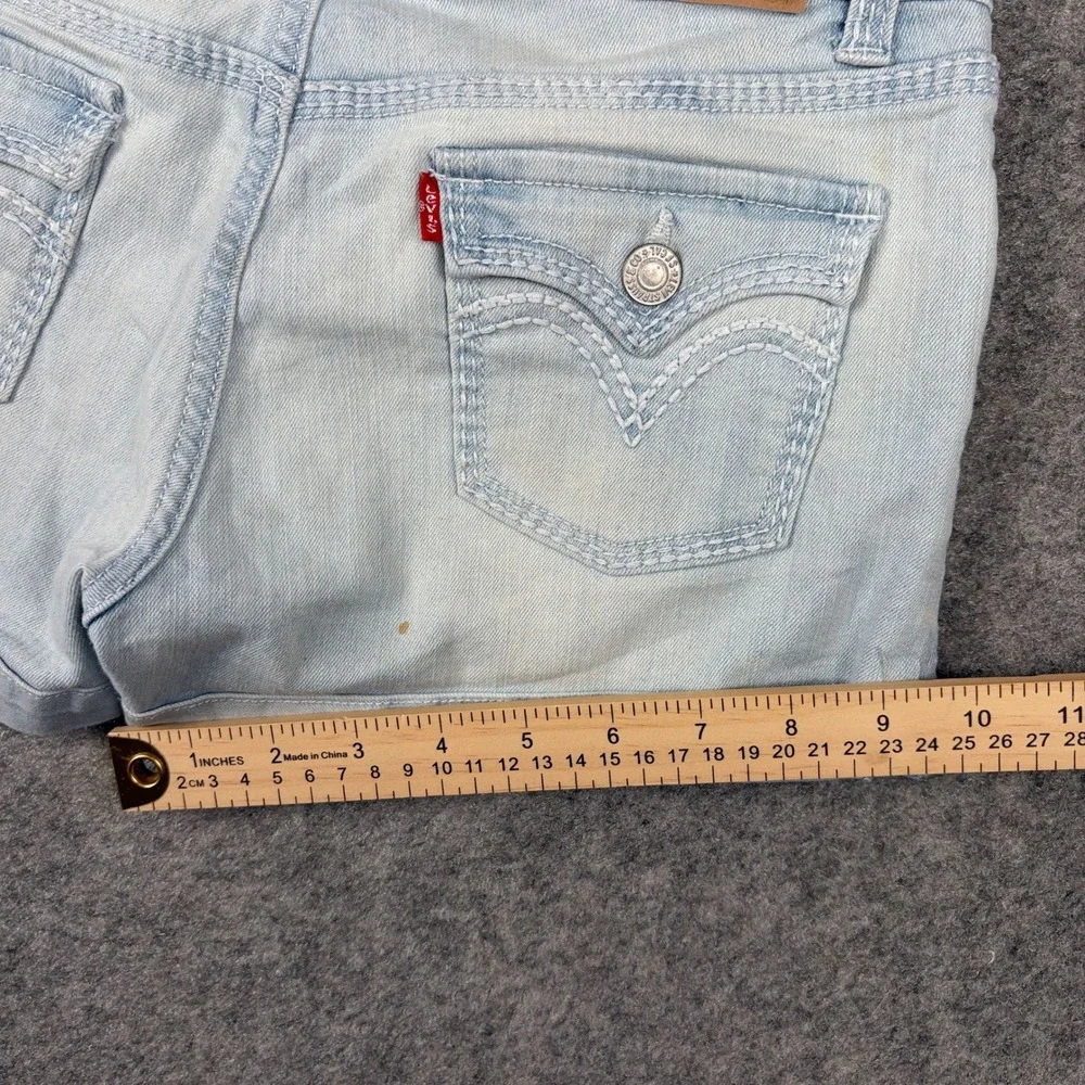 Levi's‎ Shorty Short Girls 16 Light Wash Denim Embroidered Flap Pocket Shorts